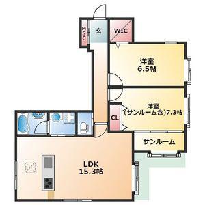 トヴォクレハ(2LDK/1階)の間取り写真