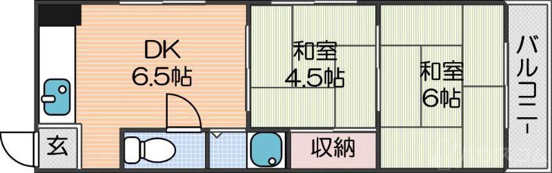 トミー壱番館(2DK/4階)の間取り写真
