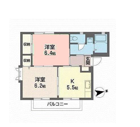 コーポラスカマタIII(2K/1階)の間取り写真