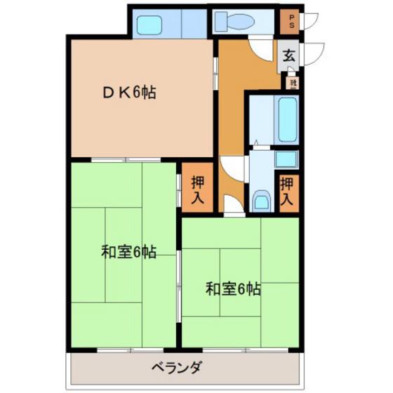 メゾンドシャンティイ舟入(2DK/3階)の間取り写真