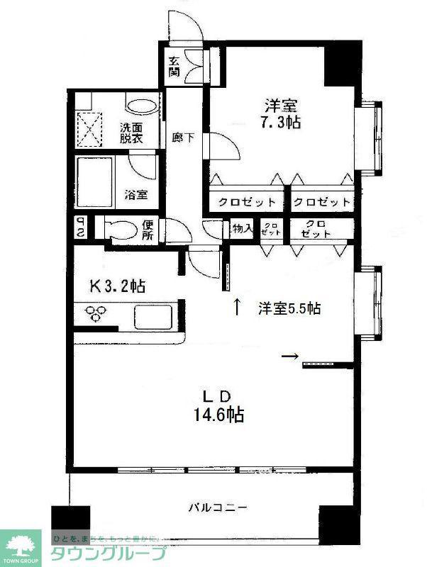 ロングエイトIII(2LDK/9階)の間取り写真