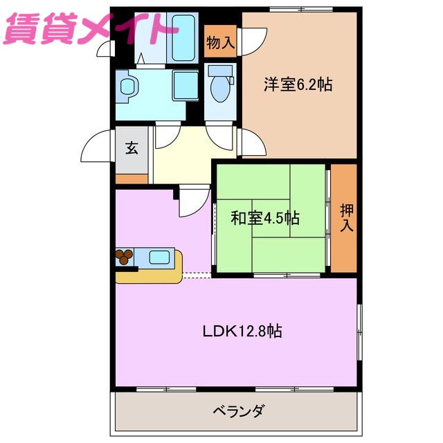 エンタープライズ川越(2LDK/2階)の間取り写真