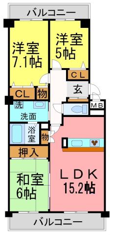 KDXレジデンス夙川ヒルズ 5番館(3LDK/4階)の間取り写真