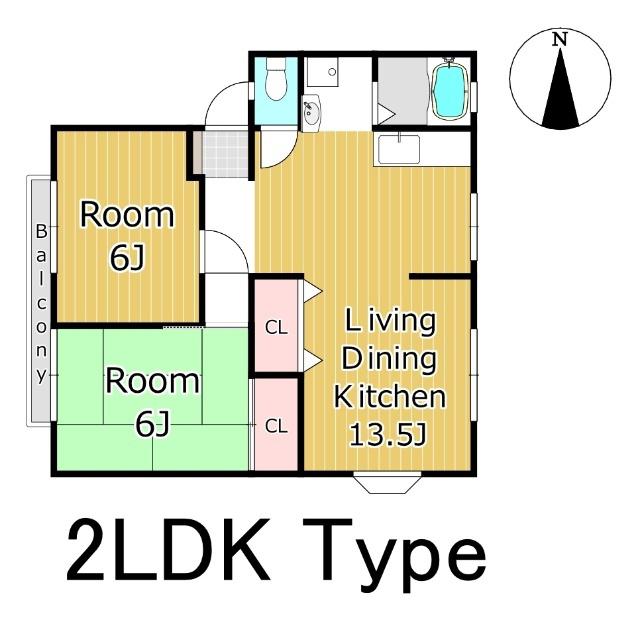 メゾンシャルマント(2LDK/1階)の間取り写真