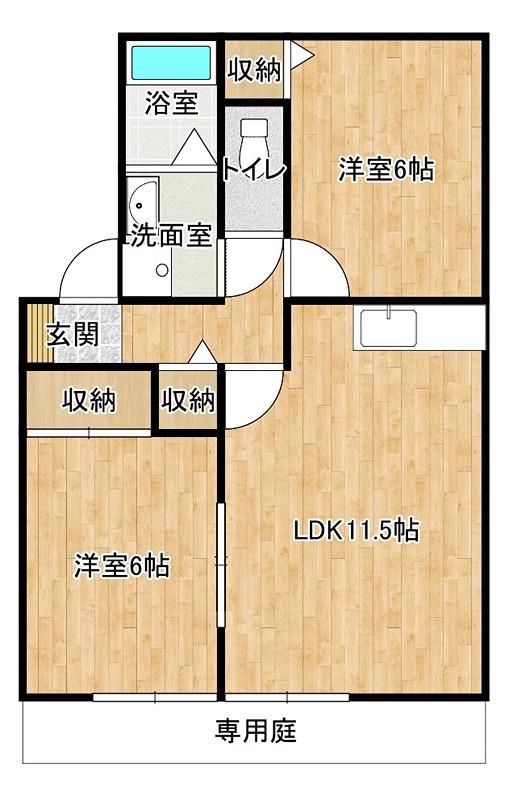 メゾンひろ A棟(2LDK/1階)の間取り写真