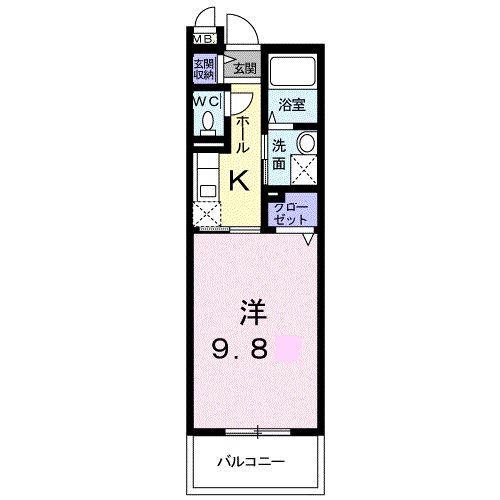 フェアリーヒルズ ヒビキ(1K/1階)の間取り写真