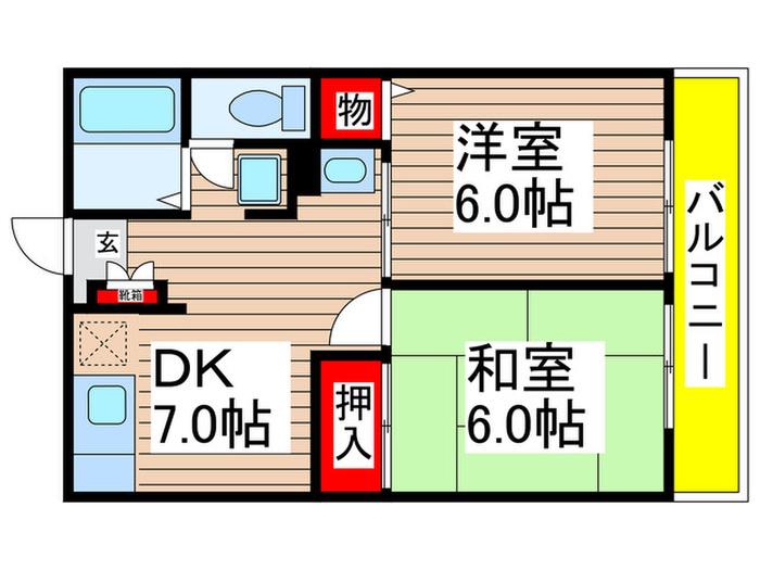 メゾンKS(2DK/1階)の間取り写真