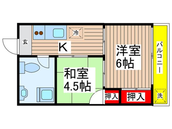 藤コーポ(2K/5階)の間取り写真