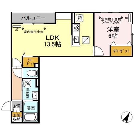 D-RESIDENCE京町(1LDK/1階)の間取り写真