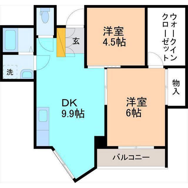 錦ホワイトハウス(2DK/1階)の間取り写真