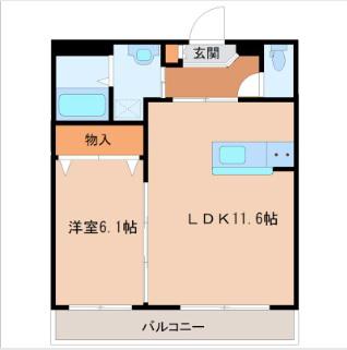 グレイスコート岡台(1LDK/3階)の間取り写真