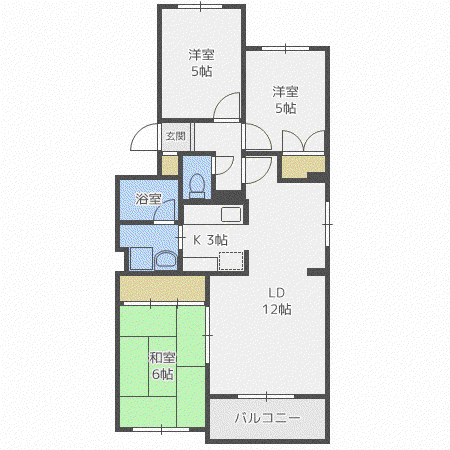シャテロ菊水元町(3LDK/5階)の間取り写真