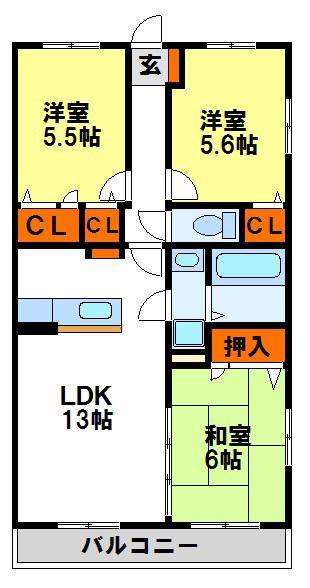 ステラ23(3LDK/3階)の間取り写真
