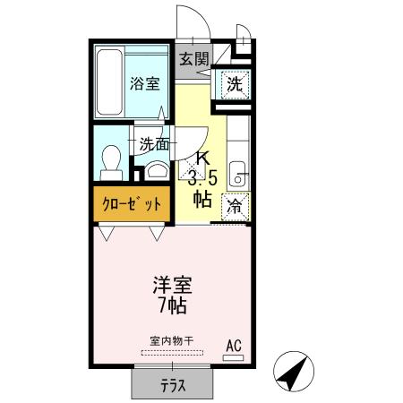 シャレック(1K/1階)の間取り写真