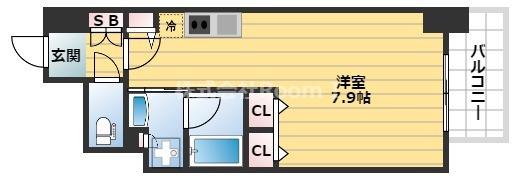 アーバネックス北浜(ワンルーム/4階)の間取り写真