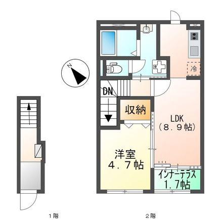 リュミエール(1LDK/2階)の間取り写真