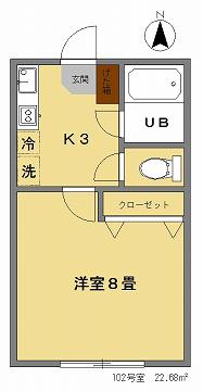 ハウスコーシン(1K/1階)の間取り写真