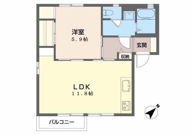 コーポすばるA(1LDK/2階)の間取り写真