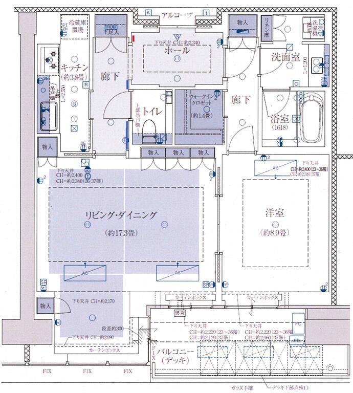 グラングリーン大阪 THE ノース RESIDENCE(1LDK/36階)の間取り写真