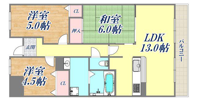 ファミリアル門戸(3LDK/2階)の間取り写真