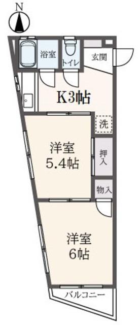 ファーストクラス鶴ヶ峰(2K/2階)の間取り写真