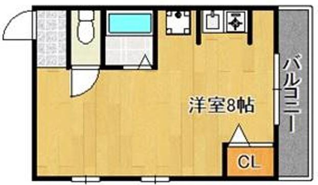 サニーキューブN(ワンルーム/3階)の間取り写真