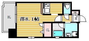 エンクレスト祇園II(1K/6階)の間取り写真