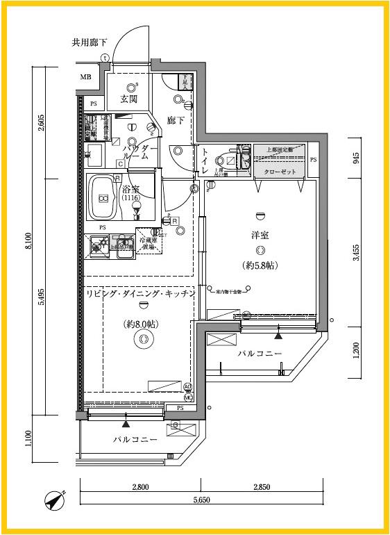アルコバレーノ菊名(1LDK/5階)の間取り写真