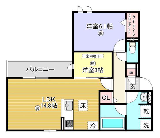 クラシスト苅田ウエスト(2LDK/1階)の間取り写真