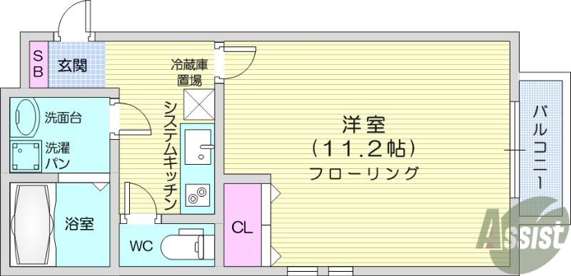 パークフォレスト黒松(1K/2階)の間取り写真