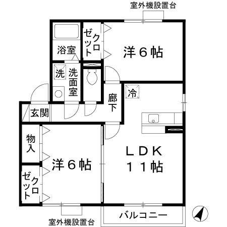 グリーンパルク(2LDK/2階)の間取り写真