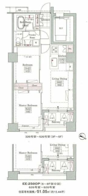 レジディアタワー上池袋(2LDK/2階)の間取り写真