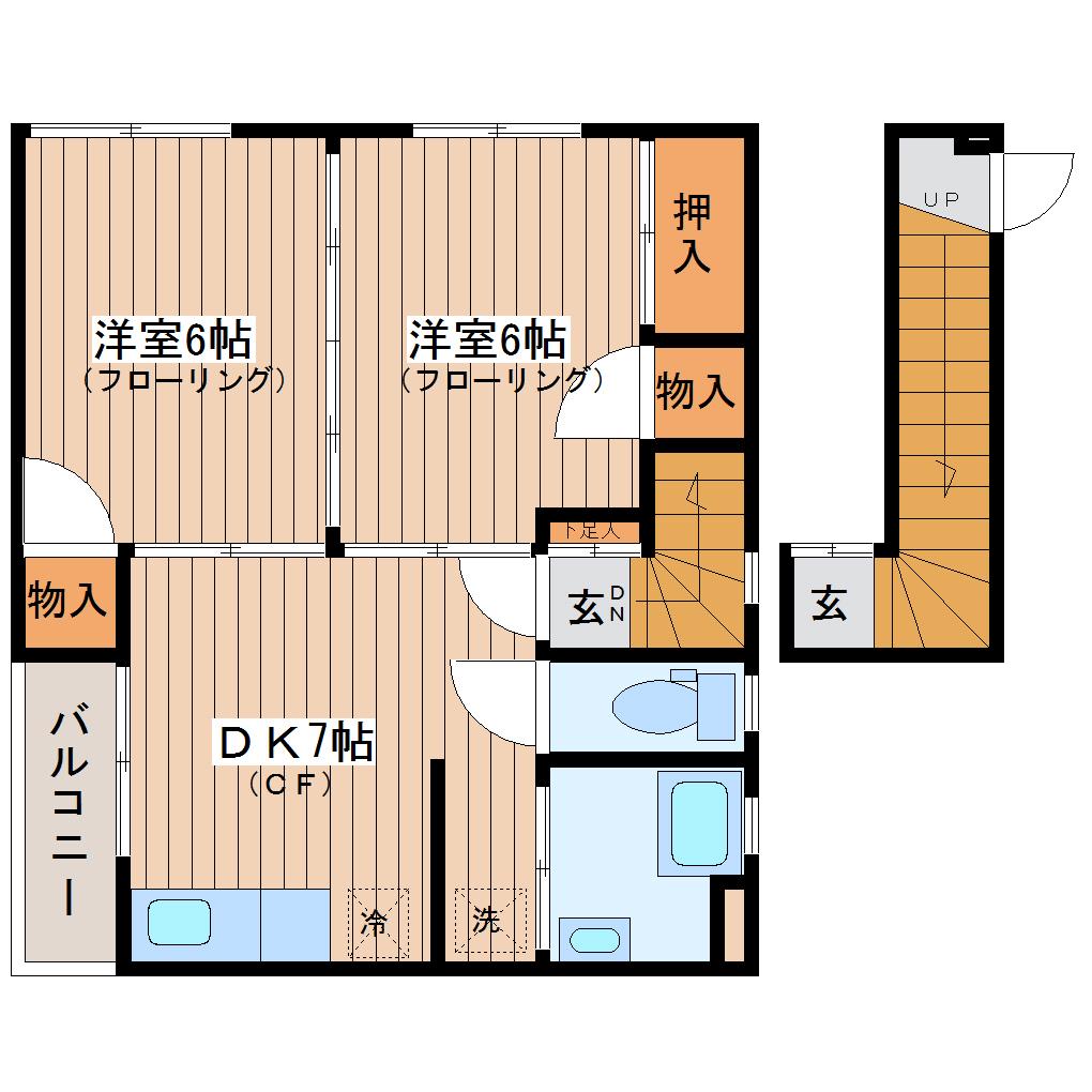 守谷マンション(2DK/2階)の間取り写真