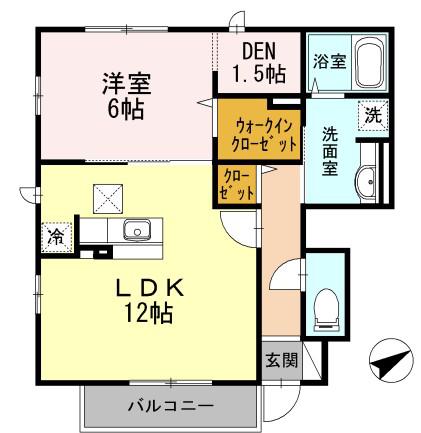 セジュール上矢部(1LDK/1階)の間取り写真