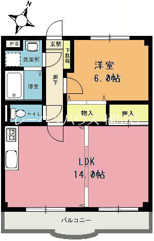 ニューサンライズ(2DK/3階)の間取り写真