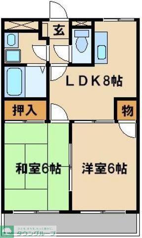 里・ヴェラドール(2DK/1階)の間取り写真