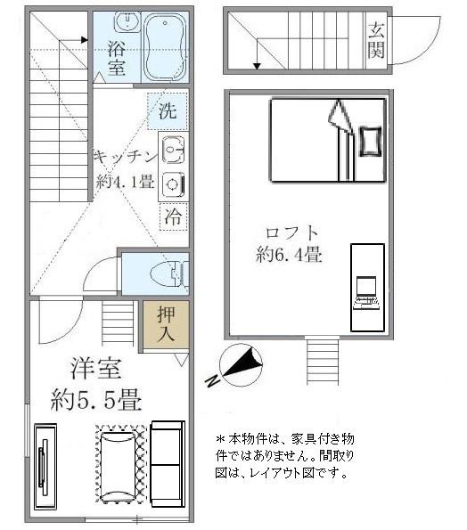 テラス学芸大(1K/2階)の間取り写真