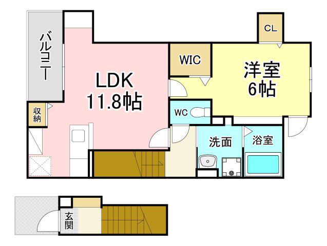 サンシャインレジデンスはたけだ(1LDK/2階)の間取り写真
