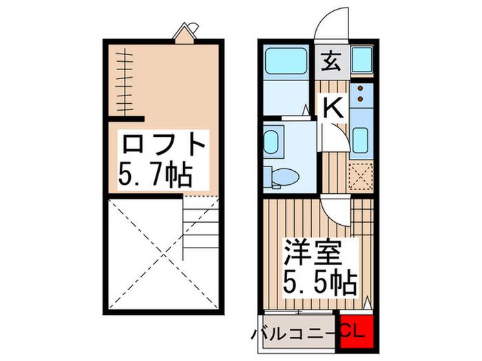 アール上尾(1K/1階)の間取り写真