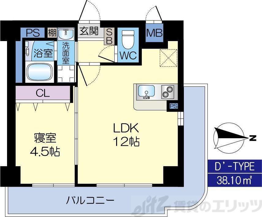 ル・レーヴ茨木(1LDK/5階)の間取り写真