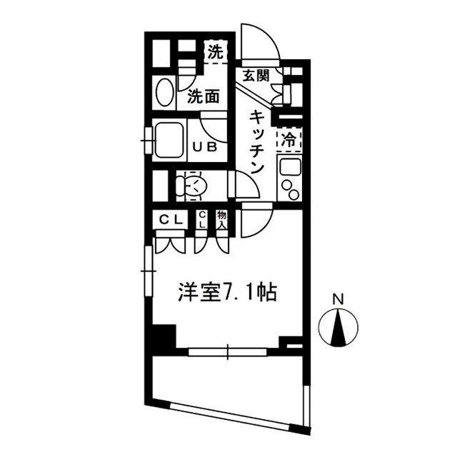レジディア中落合B棟(1K/2階)の間取り写真