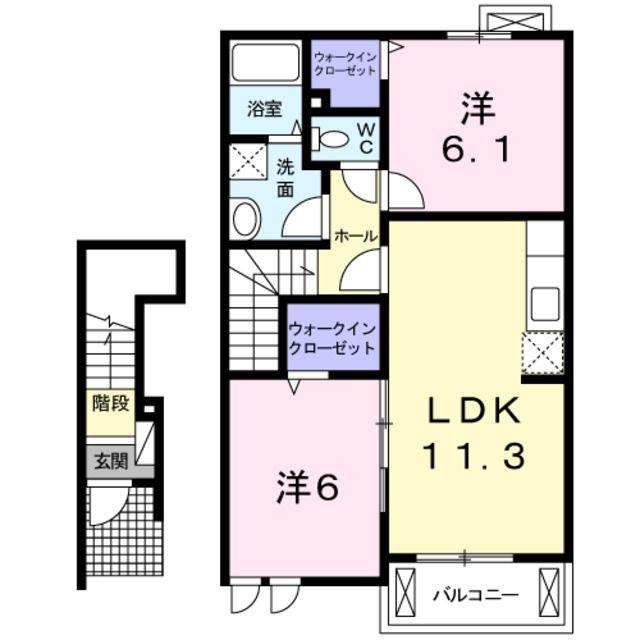 コート ワン(2LDK/2階)の間取り写真