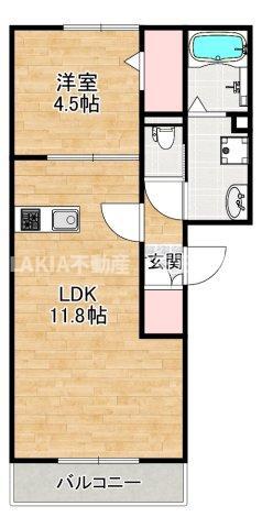 HALE WALEA III(1LDK/1階)の間取り写真