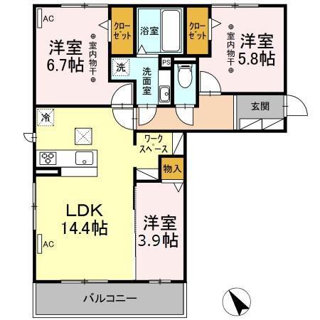 ルミエール A(3LDK/1階)の間取り写真