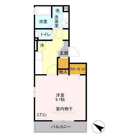 カーサリリオ(1K/2階)の間取り写真