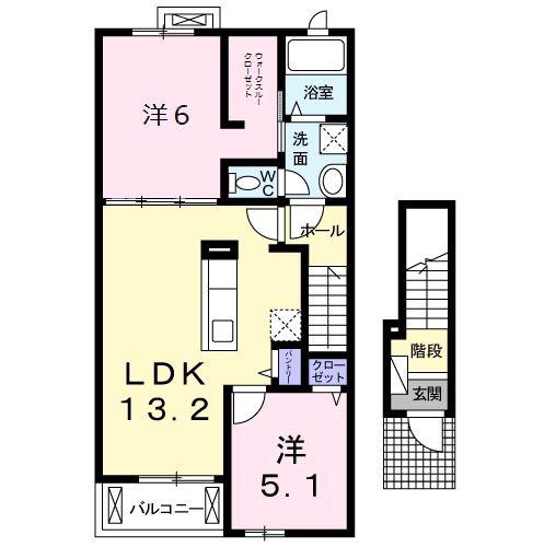 ココメゾンII(2LDK/2階)の間取り写真