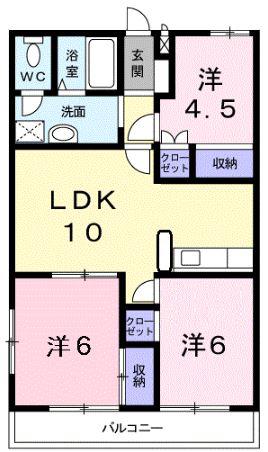 カサボニータ(3DK/3階)の間取り写真
