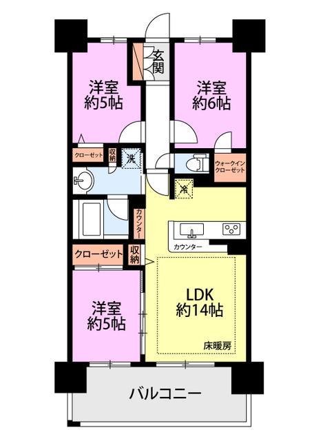 レーベン長岡寺島町VERTALIER(3LDK/10階)の間取り写真
