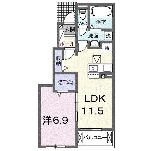 ライラック(1LDK/1階)の間取り写真