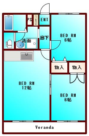 エクセレントフレア(2LDK/2階)の間取り写真